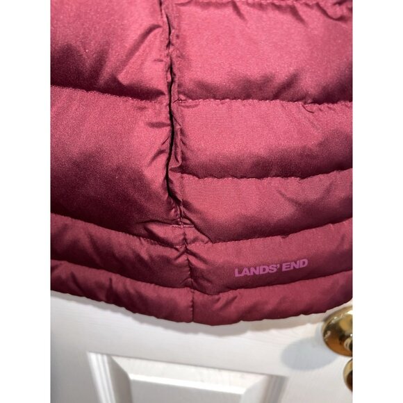 LANDS' END Quilted Feather Down 600 Puffer Vest Size L 14-16 Jacket Top Burgundy - Picture 7 of 12